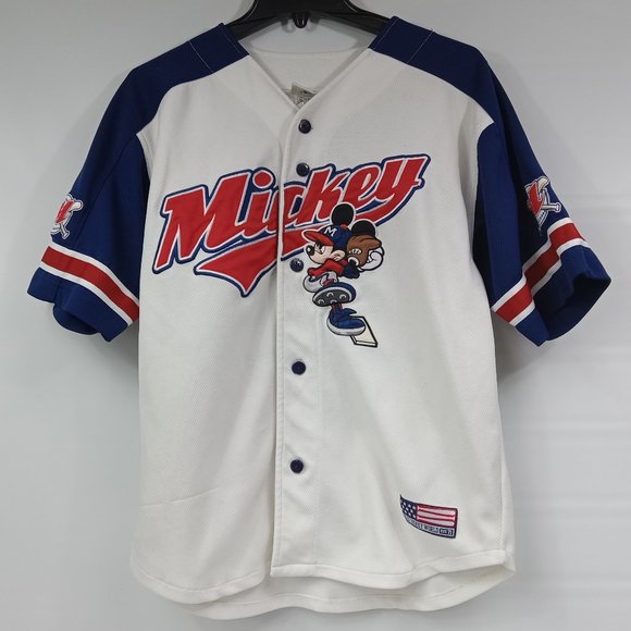 Disney Other - Walt Disney World Mickey Mouse Button Front Embroidered Baseball Jersey Youth XL